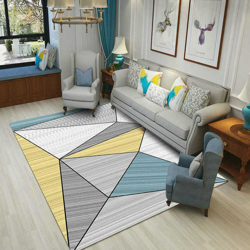 Multi Colored Bedroom Rug Modern Geometric Printing Carpet Polypropylene Washable Stain Resistant Anti-Slip Backing Rug Gray-Yellow Clearhalo 'Area Rug' 'Modern' 'Rugs' Rug' 2274732