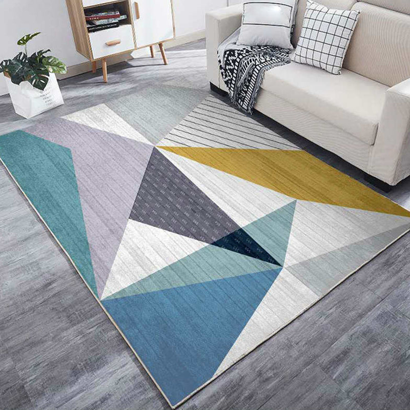 Multi Colored Bedroom Rug Modern Geometric Printing Carpet Polypropylene Washable Stain Resistant Anti-Slip Backing Rug Blue-Green Clearhalo 'Area Rug' 'Modern' 'Rugs' Rug' 2274734