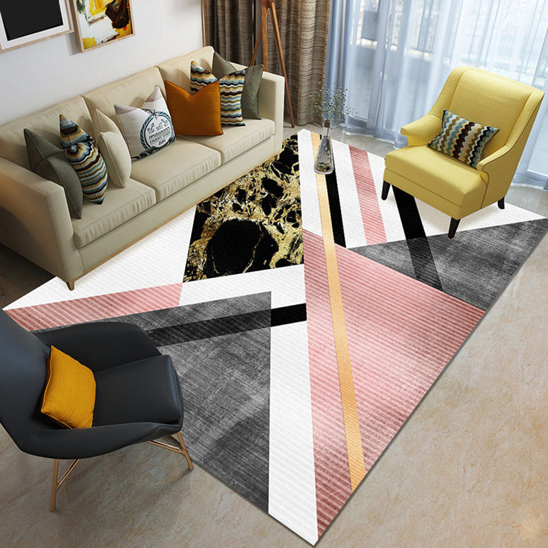 Modern 3D Geometric Print Rug Multi Colored Polyester Rug Stain Resistant Anti-Slip Backing Pet Friendly Carpet for Living Room Gray-Pink Clearhalo 'Area Rug' 'Modern' 'Rugs' Rug' 2274753