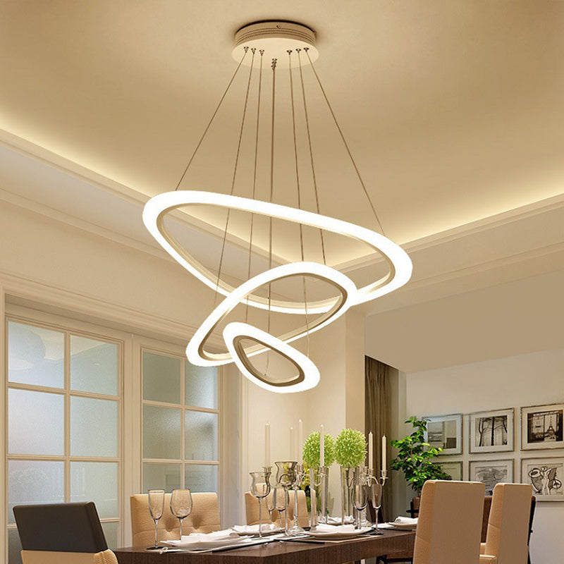 Triangle Restaurant Ceiling Pendant Light Metal Minimalist LED Chandelier in White White Clearhalo 'Ceiling Lights' 'Chandeliers' 'Modern Chandeliers' 'Modern' Lighting' 2275259