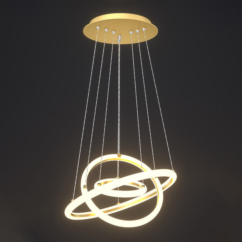 Gold Halo Ring Shaped Chandelier Artistic LED Acrylic Hanging Light Fixture over Table Clearhalo 'Ceiling Lights' 'Chandeliers' 'Modern Chandeliers' 'Modern' Lighting' 2275291