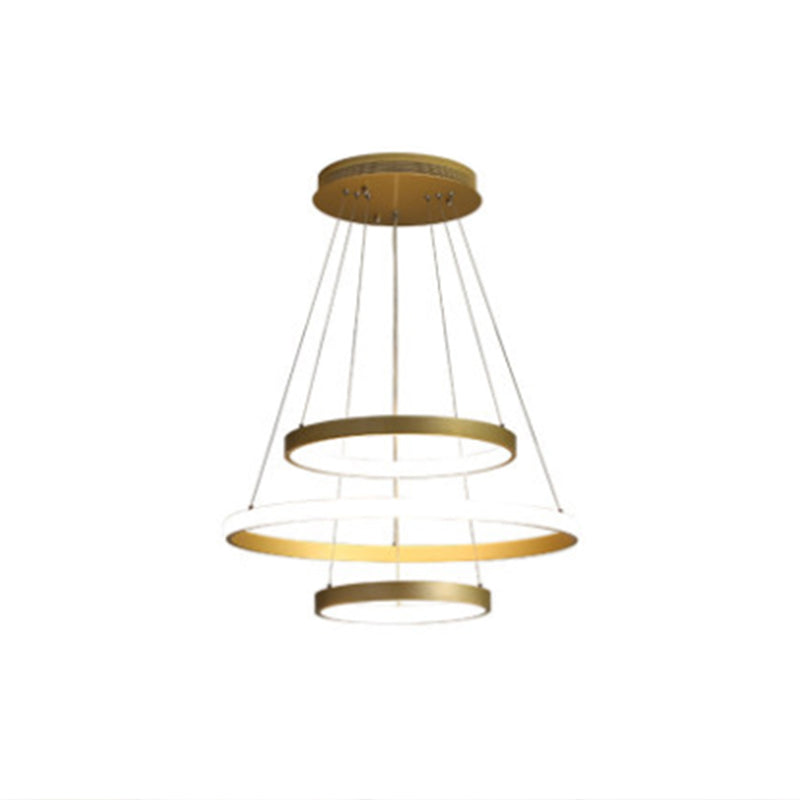 Multi-Loop Shaped Restaurant Chandelier Metal Postmodern LED Pendant Light in Gold Clearhalo 'Ceiling Lights' 'Chandeliers' 'Modern Chandeliers' 'Modern' Lighting' 2275296