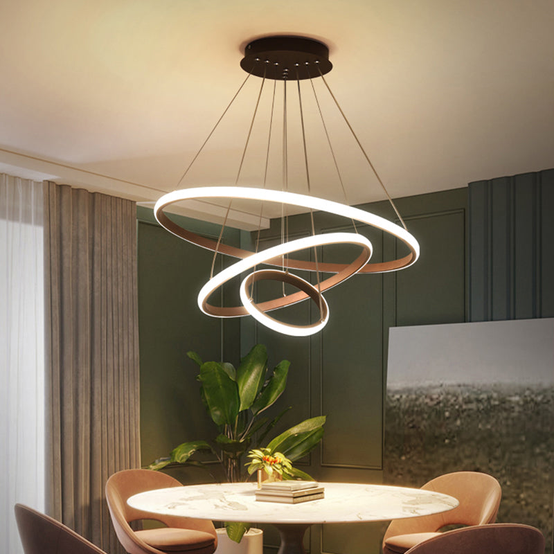 Simple Style Circle Pendant Chandelier Metallic Restaurant LED Ceiling Light in Black Clearhalo 'Ceiling Lights' 'Chandeliers' 'Modern Chandeliers' 'Modern' Lighting' 2275310