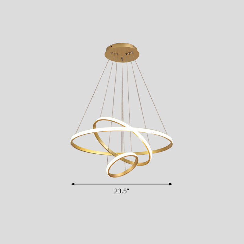 Acrylic Loop LED Pendant Light Simplicity Chandelier Lighting Fixture for Living Room Gold 23.5