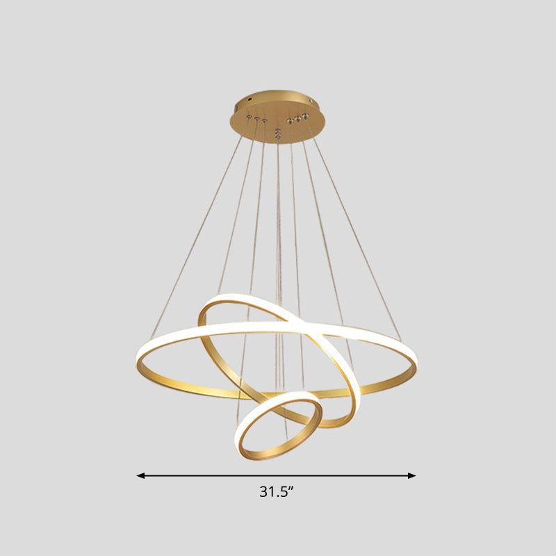 Acrylic Loop LED Pendant Light Simplicity Chandelier Lighting Fixture for Living Room Gold 31.5