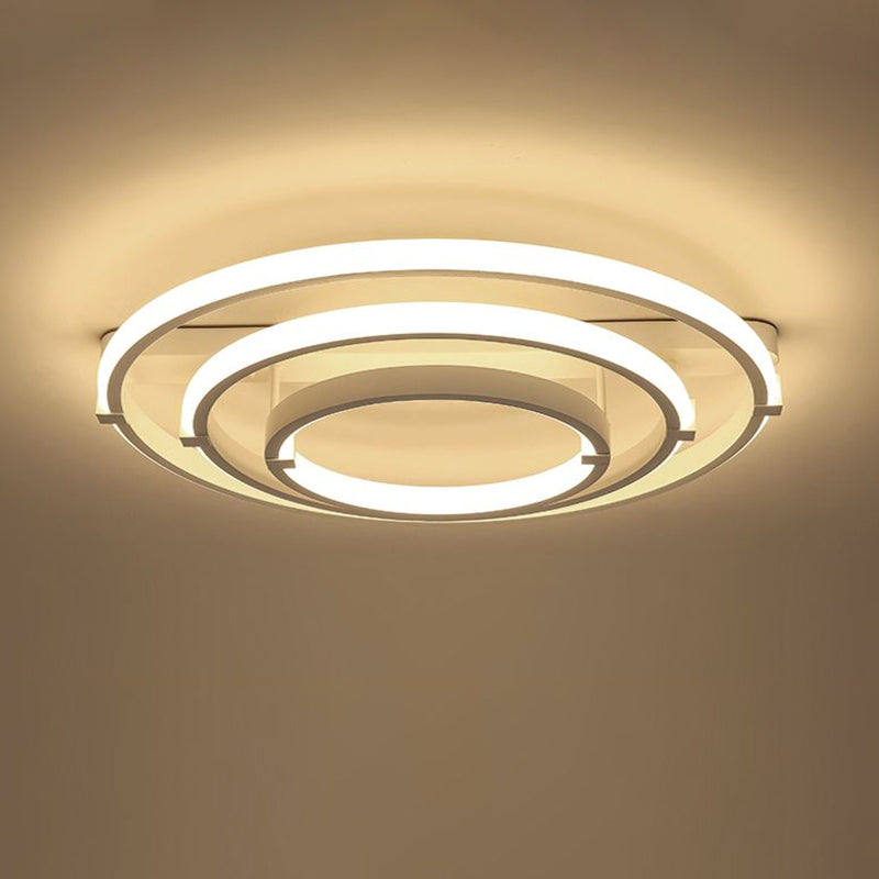 Metal Loop Shaped LED Ceiling Fixture Minimalistic White Semi Flush Light for Living Room Clearhalo 'Ceiling Lights' 'Close To Ceiling Lights' 'Close to ceiling' 'Semi-flushmount' Lighting' 2275345