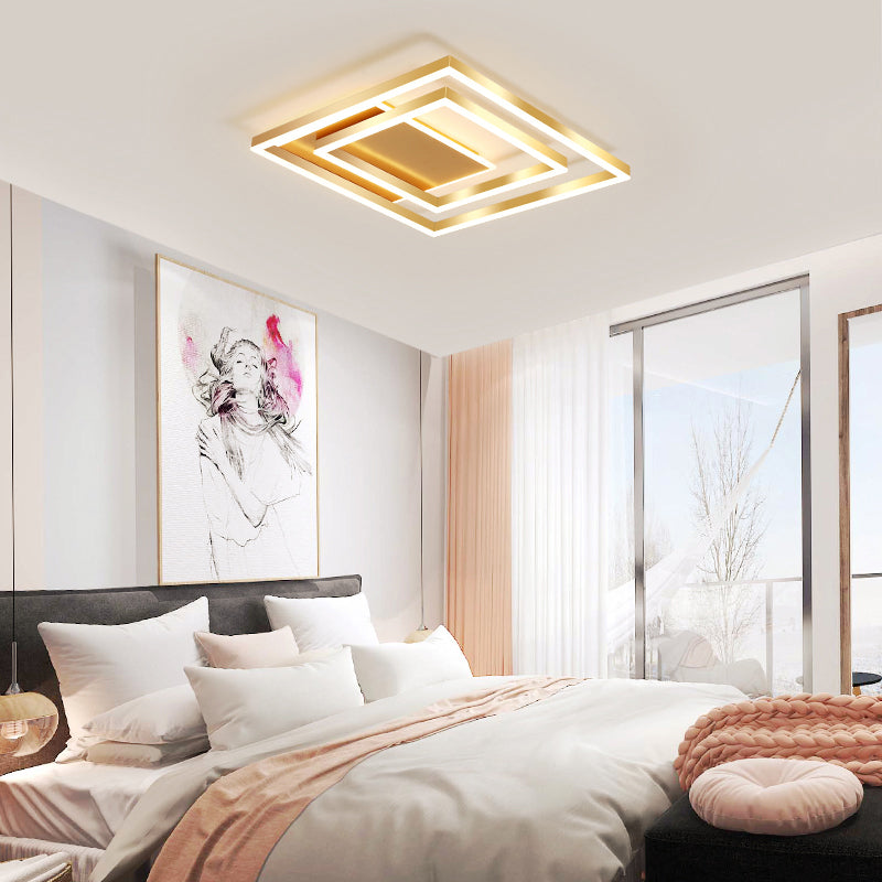 Brushed Gold Square Ceiling Light Minimalist LED Acrylic Semi Flush Mount Light Fixture Clearhalo 'Ceiling Lights' 'Close To Ceiling Lights' 'Close to ceiling' 'Semi-flushmount' Lighting' 2275358