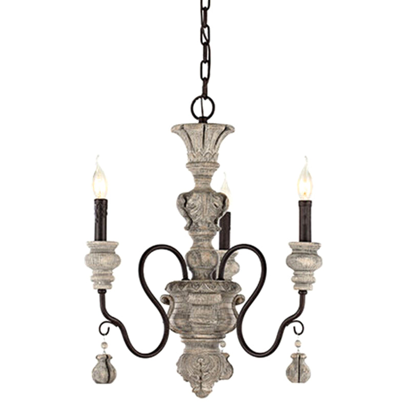 Candelabra Living Room Ceiling Lighting Traditional Resin 3 Heads Grey Chandelier Light Fixture Clearhalo 'Ceiling Lights' 'Chandeliers' Lighting' options 2275384