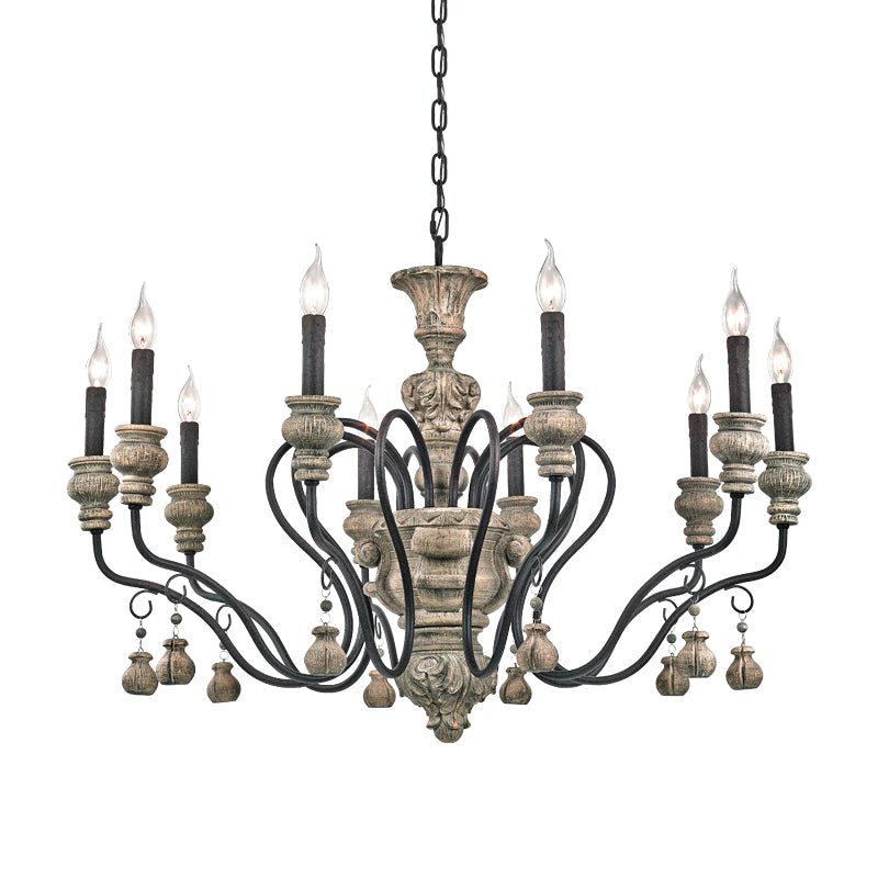 Candelabra Living Room Ceiling Lighting Traditional Resin 3 Heads Grey Chandelier Light Fixture Clearhalo 'Ceiling Lights' 'Chandeliers' Lighting' options 2275386