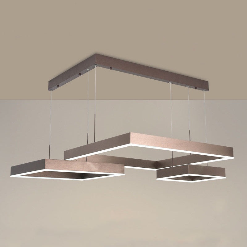 Tiered Square Acrylic Chandelier Light Simplicity Coffee LED Pendant Light Fixture Coffee Clearhalo 'Ceiling Lights' 'Chandeliers' 'Modern Chandeliers' 'Modern' Lighting' 2275450