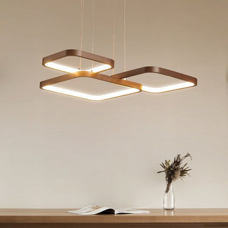 Layered Rhombus Chandelier Lighting Minimalist Metallic Coffee LED Pendant Light Fixture Clearhalo 'Ceiling Lights' 'Chandeliers' 'Modern Chandeliers' 'Modern' Lighting' 2275462