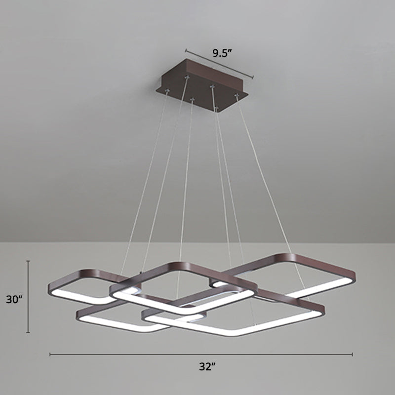 Layered Rhombus Chandelier Lighting Minimalist Metallic Coffee LED Pendant Light Fixture 5 Coffee Clearhalo 'Ceiling Lights' 'Chandeliers' 'Modern Chandeliers' 'Modern' Lighting' 2275463