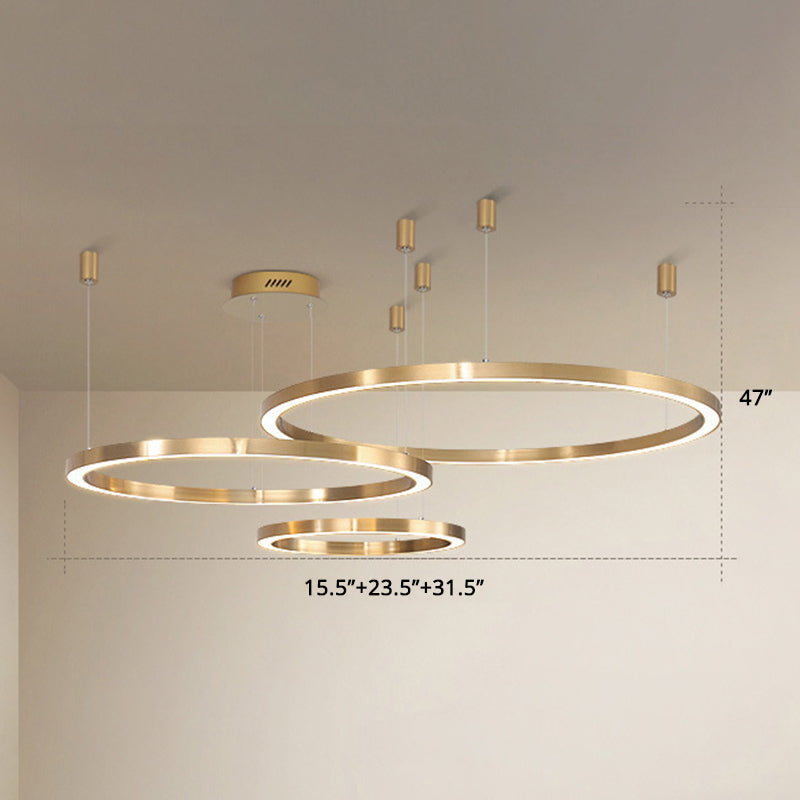 Acrylic Tiered Ring LED Ceiling Lighting Modern Style Gold Chandelier Light Fixture for Living Room Gold 31.5