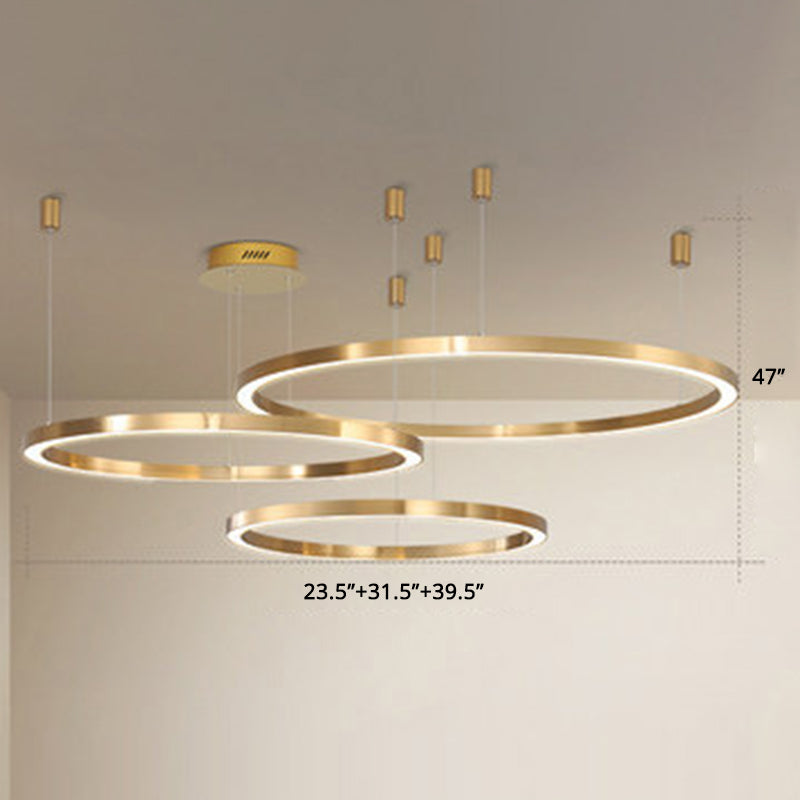 Acrylic Tiered Ring LED Ceiling Lighting Modern Style Gold Chandelier Light Fixture for Living Room Gold 39