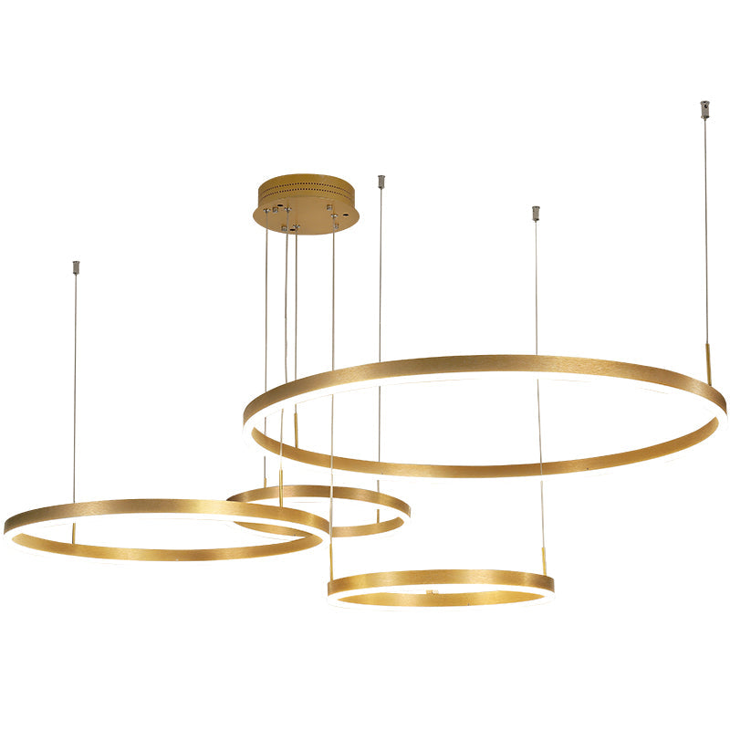 Tiered Hoop Living Room Chandelier Lighting Acrylic Minimalist LED Pendant Light in Gold Clearhalo 'Ceiling Lights' 'Chandeliers' 'Modern Chandeliers' 'Modern' Lighting' 2275498