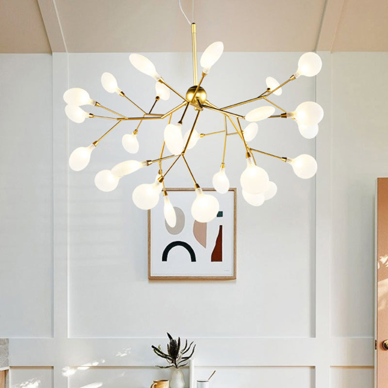 Designer Leaf Pendant Ceiling Light Acrylic Living Room Chandelier Lighting in Gold Clearhalo 'Ceiling Lights' 'Chandeliers' 'Modern Chandeliers' 'Modern' Lighting' 2275638