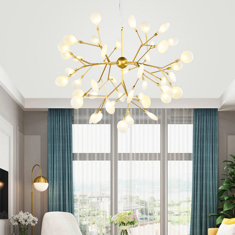 Designer Leaf Pendant Ceiling Light Acrylic Living Room Chandelier Lighting in Gold Clearhalo 'Ceiling Lights' 'Chandeliers' 'Modern Chandeliers' 'Modern' Lighting' 2275643