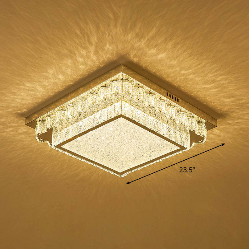 Clear Geometric Shaped Flush Light Simple Beveled Cut Crystal Led Surface Mount Ceiling Light Clear 23.5