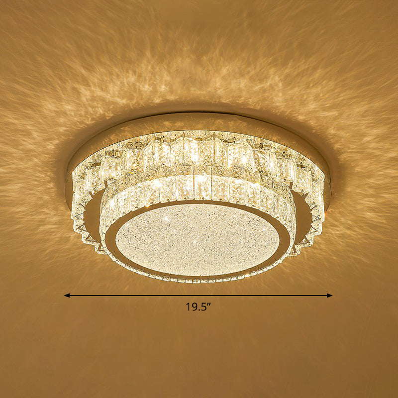 Clear Geometric Shaped Flush Light Simple Beveled Cut Crystal Led Surface Mount Ceiling Light Clear 19.5