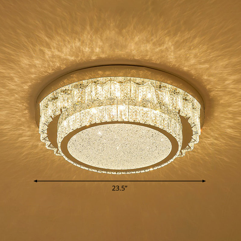 Clear Geometric Shaped Flush Light Simple Beveled Cut Crystal Led Surface Mount Ceiling Light Clear 23.5