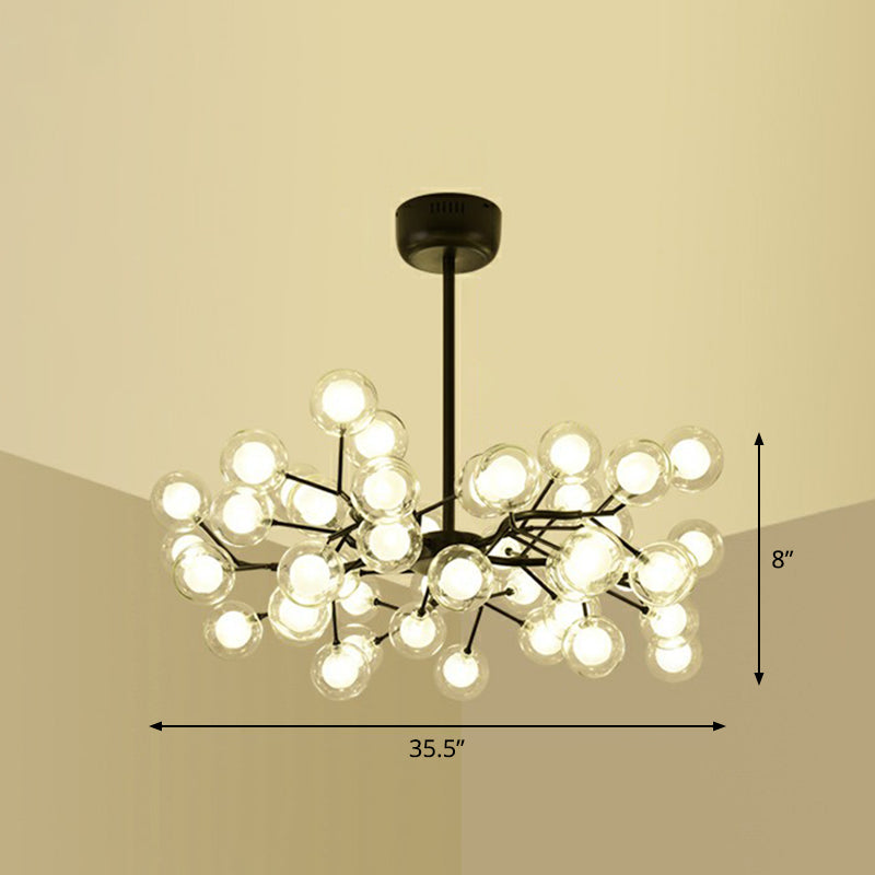 Fireflies Living Room Ceiling Hang Light Metal Minimalistic LED Chandelier in Black 45 Clear Clearhalo 'Ceiling Lights' 'Chandeliers' 'Clear' 'Industrial' 'Modern Chandeliers' 'Modern' 'Tiffany' 'Traditional Chandeliers' Lighting' 2282619