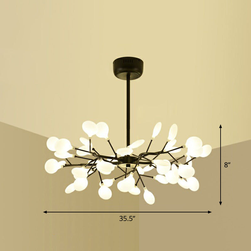 Fireflies Living Room Ceiling Hang Light Metal Minimalistic LED Chandelier in Black 45 White Clearhalo 'Ceiling Lights' 'Chandeliers' 'Clear' 'Industrial' 'Modern Chandeliers' 'Modern' 'Tiffany' 'Traditional Chandeliers' Lighting' 2282622