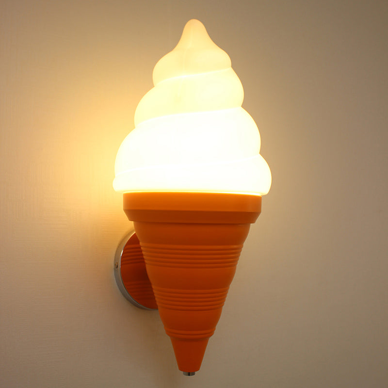 Childrens Ice Cream Shaped Wall Lamp Fixture Plastic Bedroom LED Wall Light Sconce Orange Warm Clearhalo 'Wall Lamps & Sconces' 'Wall Lights' Lighting' 2282641