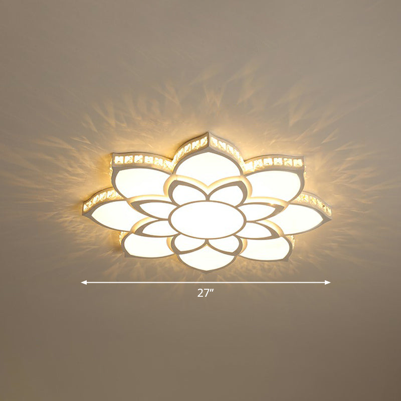 Minimalist Floral Flush Ceiling Light Acrylic Bedroom LED Flush Mounted Fixture with Clear Crystal Accents Clear 27