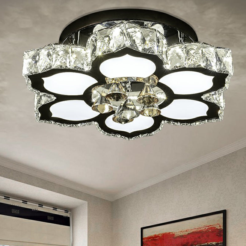 Cut Crystal Floweret Flush Mount Lamp Contemporary LED Semi Flush Ceiling Light for Bedroom Clearhalo 'Ceiling Lights' 'Close To Ceiling Lights' 'Close to ceiling' 'Semi-flushmount' Lighting' 2282771