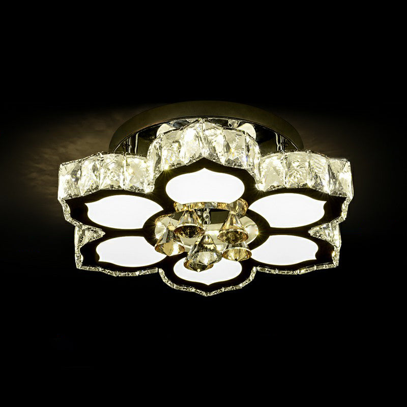 Cut Crystal Floweret Flush Mount Lamp Contemporary LED Semi Flush Ceiling Light for Bedroom Clearhalo 'Ceiling Lights' 'Close To Ceiling Lights' 'Close to ceiling' 'Semi-flushmount' Lighting' 2282772