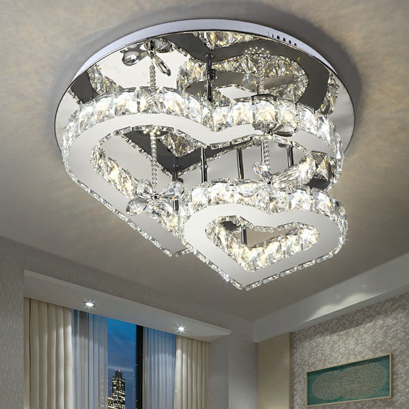 Beveled Crystal Loving Heart Ceiling Light Fixture Modern LED Clear Semi Flush Mounted Lamp Clearhalo 'Ceiling Lights' 'Close To Ceiling Lights' 'Close to ceiling' 'Semi-flushmount' Lighting' 2282816