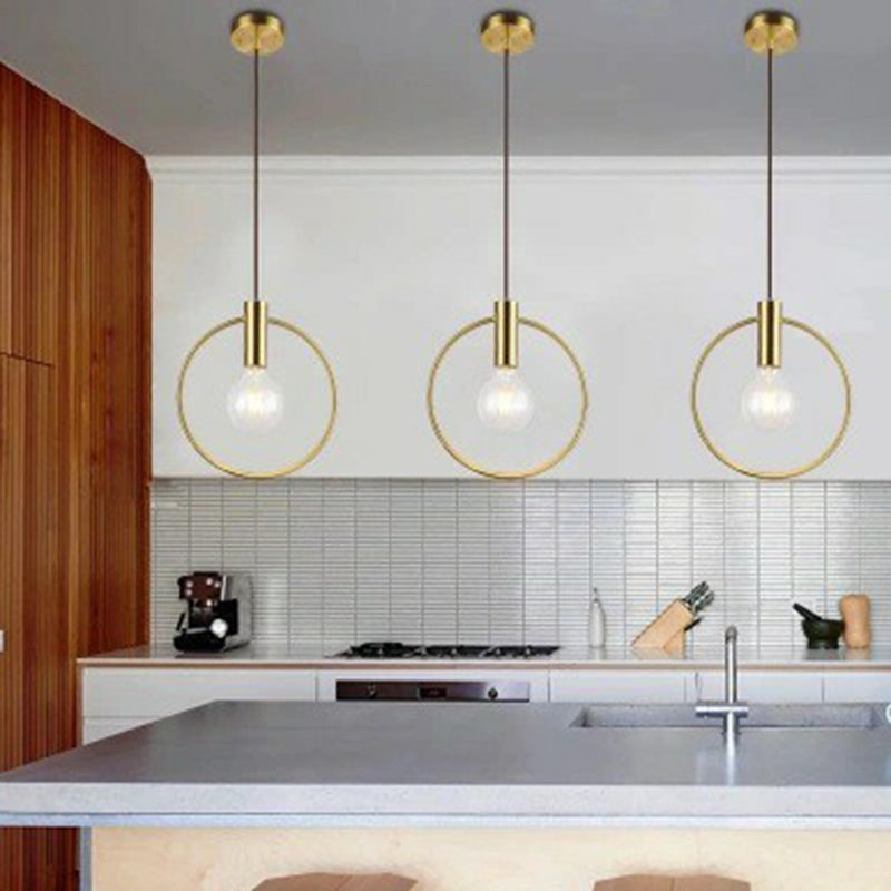 Ring Pendulum Light Minimalist Metal Single Bulb Brass Finish Hanging Light Fixture Clearhalo 'Ceiling Lights' 'Modern Pendants' 'Modern' 'Pendant Lights' 'Pendants' Lighting' 2282996