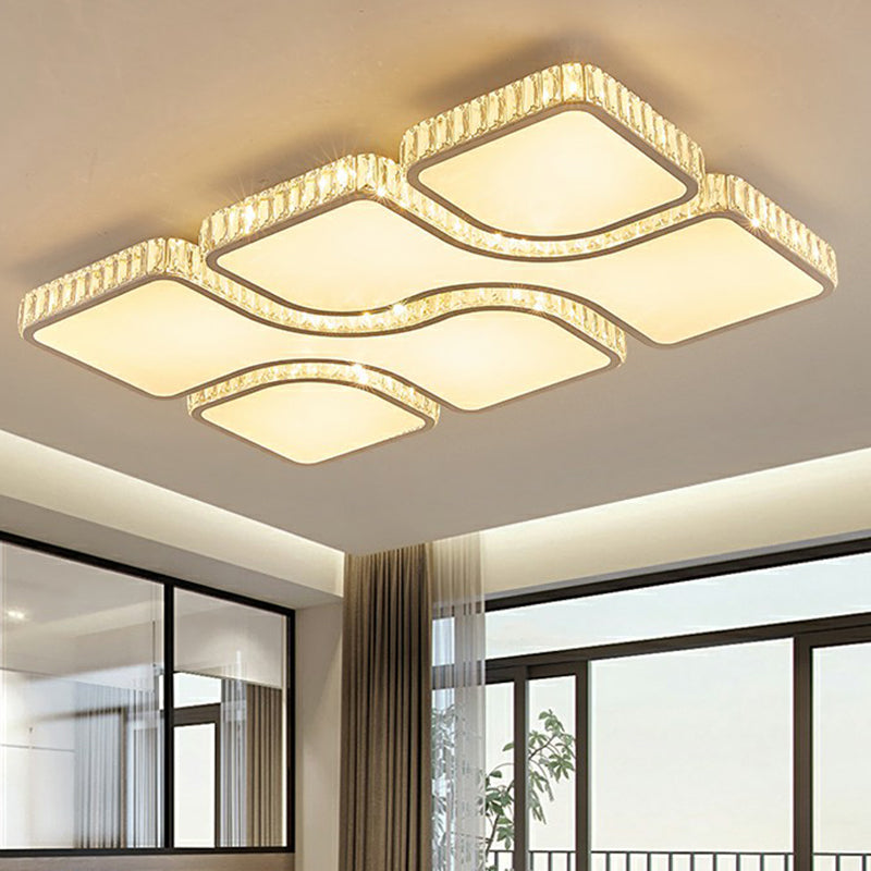 Rectangular LED Ceiling Mount Light Modern Crystal Clear Flushmount Lighting for Living Room Clearhalo 'Ceiling Lights' 'Close To Ceiling Lights' 'Close to ceiling' 'Flush mount' Lighting' 2283035