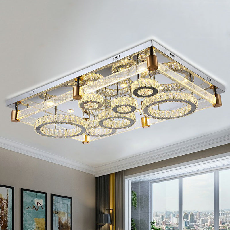 Clear Rectangular LED Flushmount Light Modernist Crystal Circles Ceiling Flush Mount Light Clearhalo 'Ceiling Lights' 'Close To Ceiling Lights' 'Close to ceiling' 'Flush mount' Lighting' 2283047