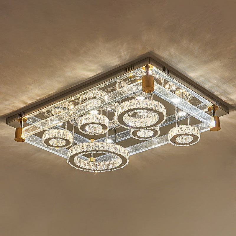 Clear Rectangular LED Flushmount Light Modernist Crystal Circles Ceiling Flush Mount Light Clearhalo 'Ceiling Lights' 'Close To Ceiling Lights' 'Close to ceiling' 'Flush mount' Lighting' 2283052