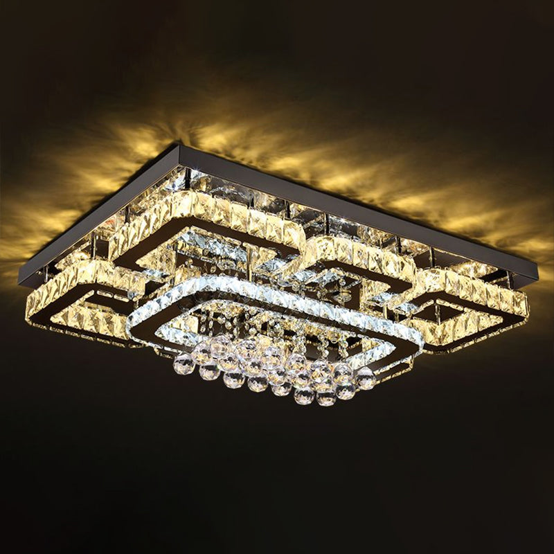 Modern Rectangle Led Flush Mount Ceiling Light Clear Crystal Living Room Flush Light Fixture Clear Small Rectangle Clearhalo 'Ceiling Lights' 'Close To Ceiling Lights' 'Close to ceiling' 'Flush mount' Lighting' 2283056