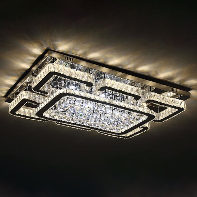 Modern Rectangle Led Flush Mount Ceiling Light Clear Crystal Living Room Flush Light Fixture Clear Large Rectangle Clearhalo 'Ceiling Lights' 'Close To Ceiling Lights' 'Close to ceiling' 'Flush mount' Lighting' 2283059