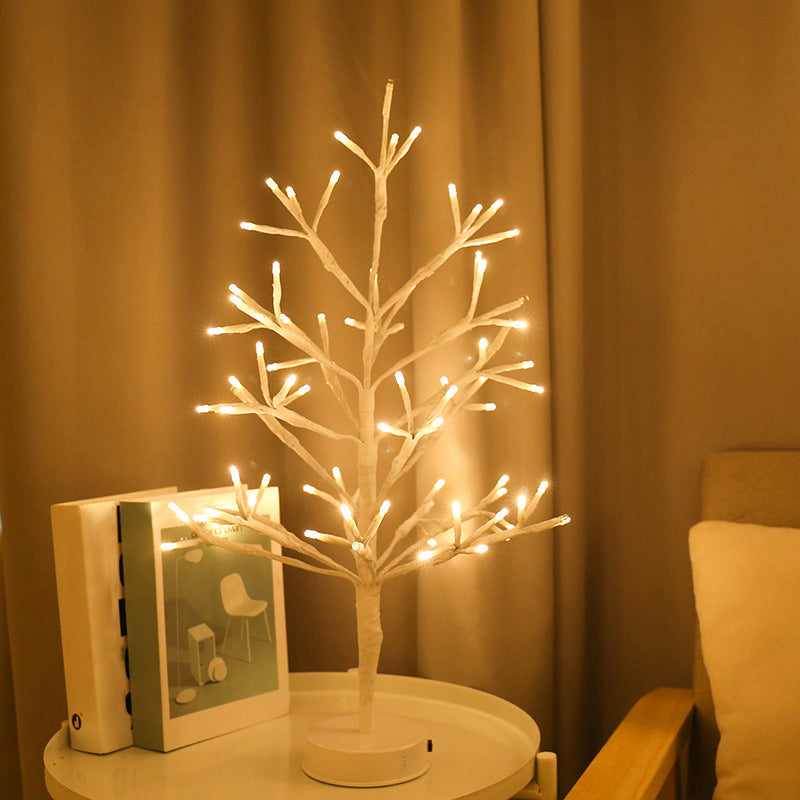 Plastic Tree Shaped Nightstand Lamp Nordic Style White LED Table Light for Bedroom White A Clearhalo 'Night Lights' 'Wall Lights' Lighting' 2283148