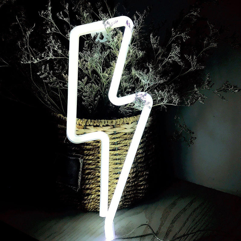 Thunderclap Shaped LED Night Lamp Kids Plastic White USB Charging Table Light for Decoration White Rechargeable White Clearhalo 'Night Lights' 'Wall Lights' Lighting' 2283163