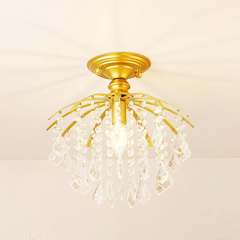 Crystal Tassel Semi Flush Mount Light Country Single Aisle Semi Flush Mount Ceiling Light Clearhalo 'Ceiling Lights' 'Close To Ceiling Lights' 'Close to ceiling' 'Semi-flushmount' Lighting' 2283337