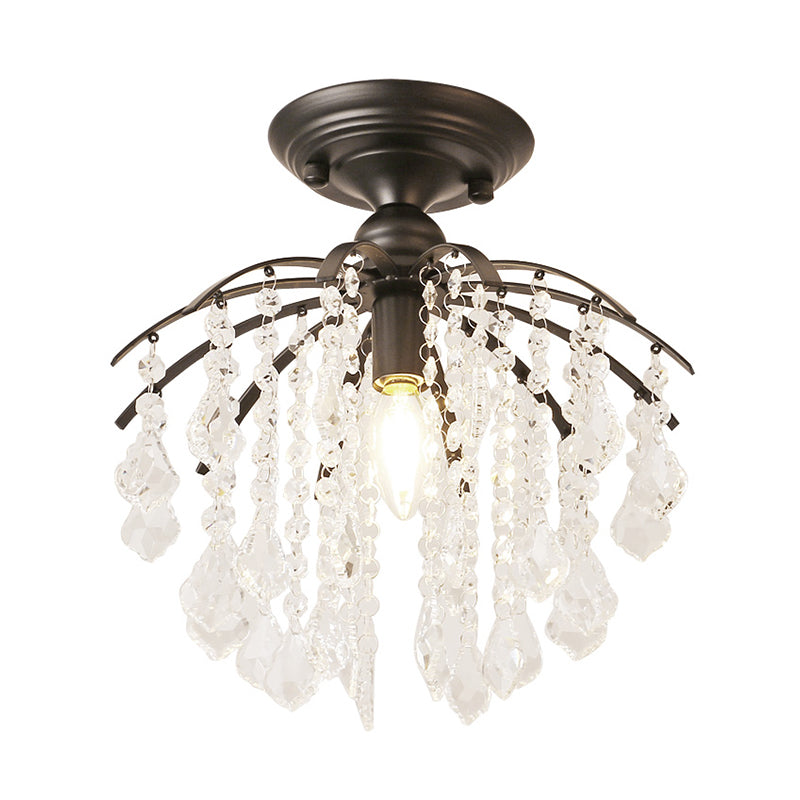 Crystal Tassel Semi Flush Mount Light Country Single Aisle Semi Flush Mount Ceiling Light Clearhalo 'Ceiling Lights' 'Close To Ceiling Lights' 'Close to ceiling' 'Semi-flushmount' Lighting' 2283338