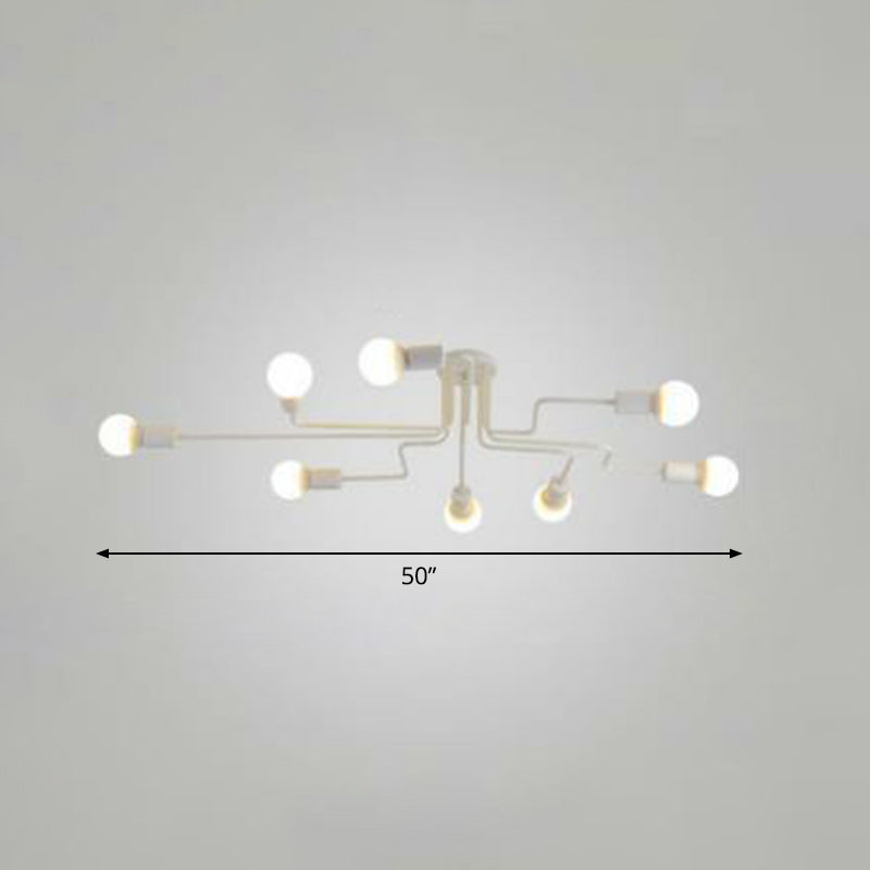 Maze Semi Flush Ceiling Light Industrial Metallic Flush Mount Lighting for Living Room 8 White Clearhalo 'Ceiling Lights' 'Close To Ceiling Lights' 'Close to ceiling' 'Semi-flushmount' Lighting' 2283418