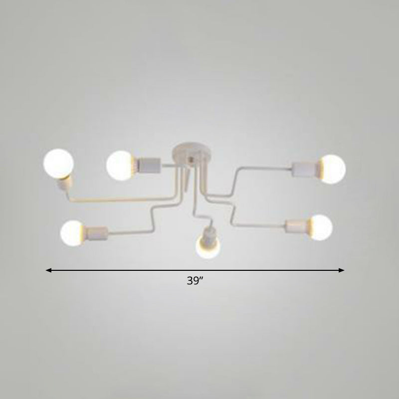 Maze Semi Flush Ceiling Light Industrial Metallic Flush Mount Lighting for Living Room 6 White Clearhalo 'Ceiling Lights' 'Close To Ceiling Lights' 'Close to ceiling' 'Semi-flushmount' Lighting' 2283420