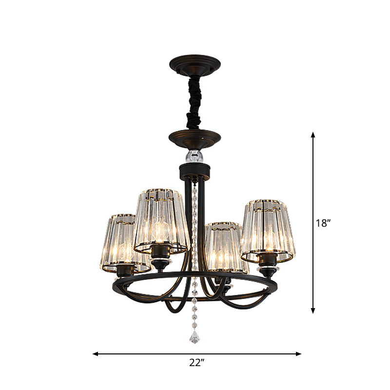 Prismatic Crystal Cone Hanging Light Traditional Parlor Ceiling Chandelier in Black Clearhalo 'Ceiling Lights' 'Chandeliers' Lighting' options 2283605