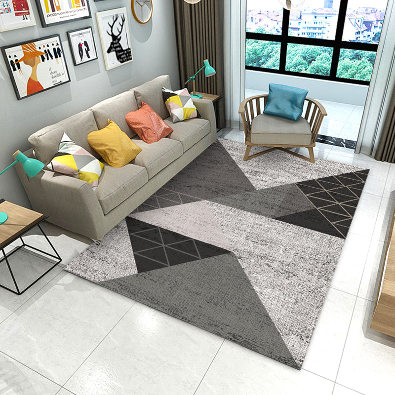 Modern Geometric Printed Rug Multi Color Polyster Rug Anti-Slip Backing Machine Washable Carpet for Living Room Grey Clearhalo 'Area Rug' 'Modern' 'Rugs' Rug' 2285179