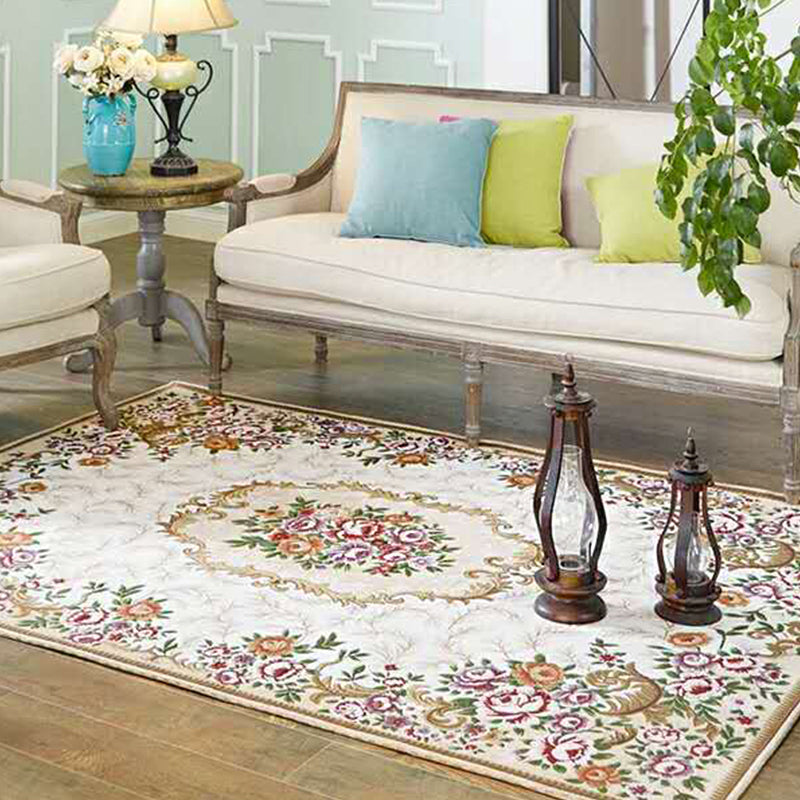 Multi-Colored Parlor Rug Nostalgia Floral Pattern Area Rug Synthetics Non-Slip Backing Stain-Resistant Carpet Beige Clearhalo 'Area Rug' 'Rugs' 'Vintage' Rug' 2285271