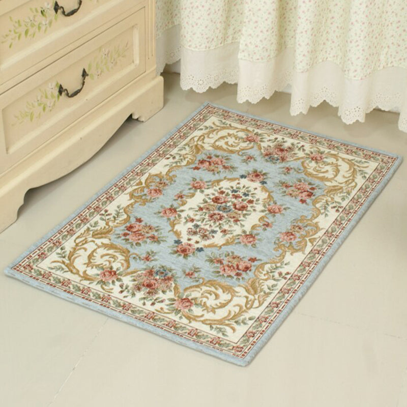 Fancy Living Room Rug Multi Colored Polypropylene Area Carpet Non-Slip Backing Easy Care Indoor Rug Blue Clearhalo 'Area Rug' 'Rugs' 'Vintage' Rug' 2285274