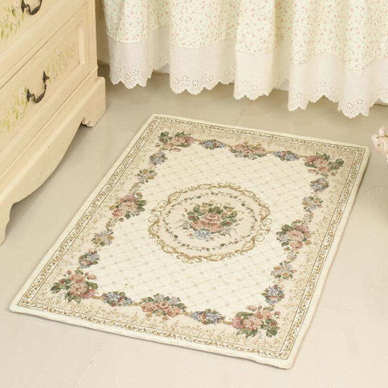 Simple Bedroom Rug Multicolored Floral Printed Indoor Rug Acrylic Non-Slip Pet Friendly Area Carpet Beige Clearhalo 'Area Rug' 'Rugs' 'Vintage' Rug' 2285290