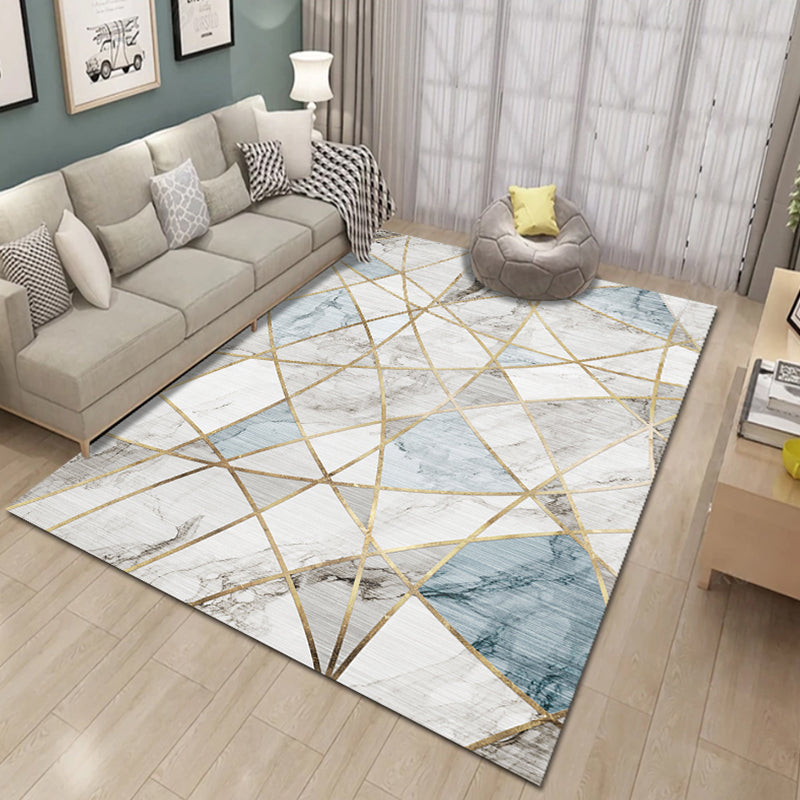 Multicolor Geo Patterned Rug Synthetics Simplicity Carpet Pet Friendly Anti-Slip Washable Area Rug for Home Decor Light Blue Clearhalo 'Area Rug' 'Modern' 'Rugs' Rug' 2285477