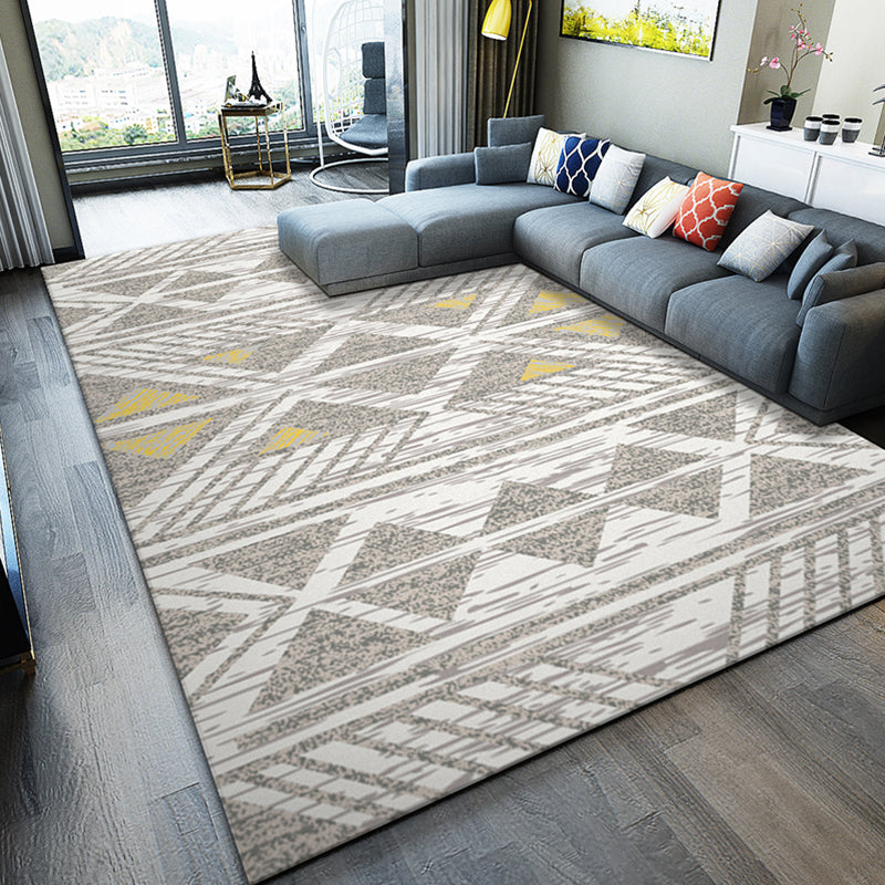 Multicolor Geo Patterned Rug Synthetics Simplicity Carpet Pet Friendly Anti-Slip Washable Area Rug for Home Decor Khaki Clearhalo 'Area Rug' 'Modern' 'Rugs' Rug' 2285480